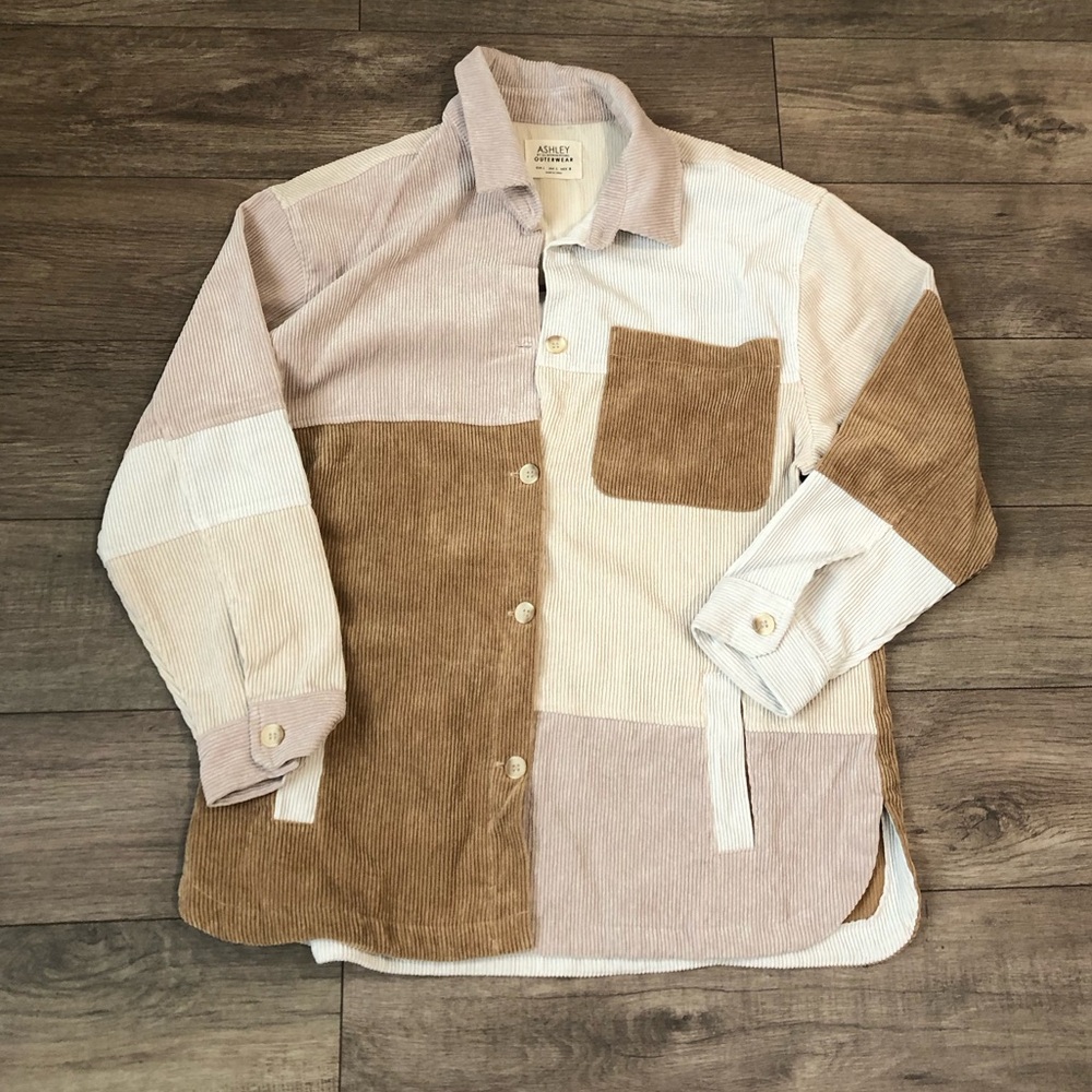 Ashley By 26 International Corduroy Shirt in Cream and Tan